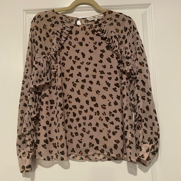 cupcakes & cashmere Tops - cupcakes & cashmere Animal Print Ruffle Blouse